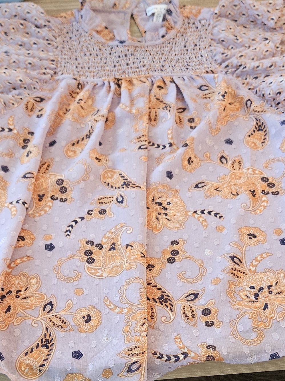 Maison D'Amelie Lavender Floral Smocked Blouse
